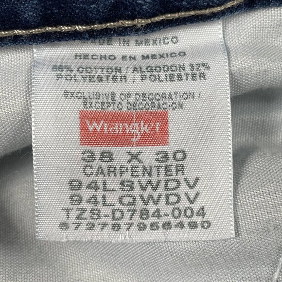 Wrangler Carpenter Jeans Mens 38x30 Straight Leg 94LSWDV Denim - Picture 3 of 7